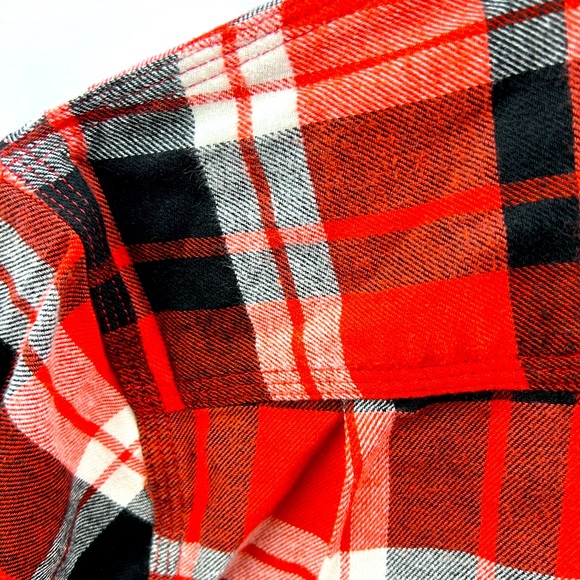 LUCKY BRAND LONG SLEEVES PLAD SHIRT, RED BLACK WHITE, SOFT,STRECH MATERIAL,LARGE - Picture 11 of 13